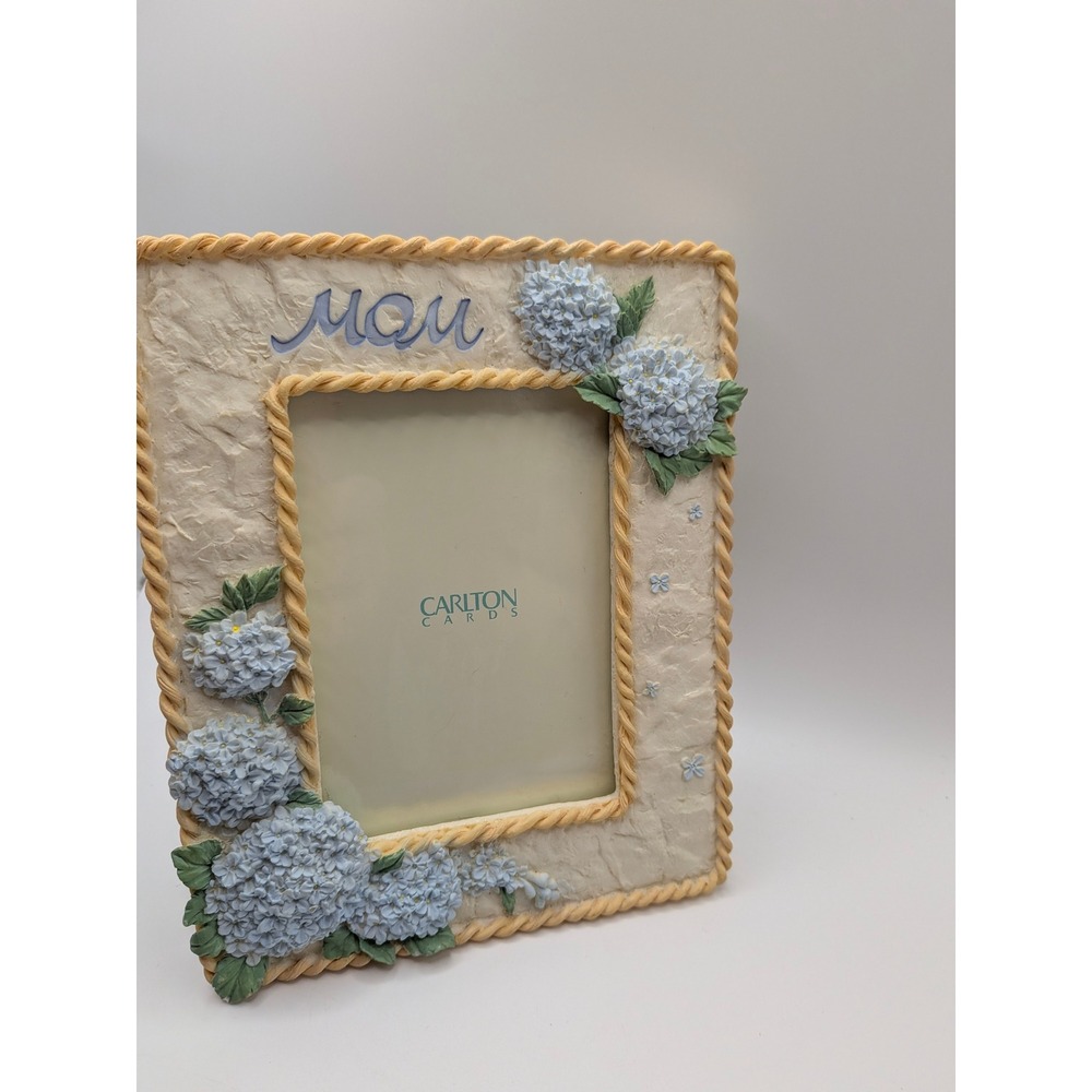 Blue Hydrangea‎ Mom Photo Frame Textured 3D Floral Cottagecore Hang Easel 3.5x5